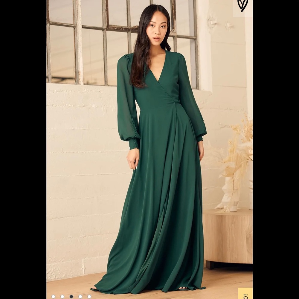My WholeHeart Emerald Green Long Sleeve Wrap Dress